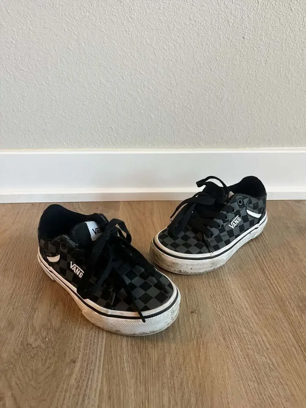 Vans, Toddler Boys Checkerboard Low Top Skate Sneakers, Black/Grey, Retro, 11C